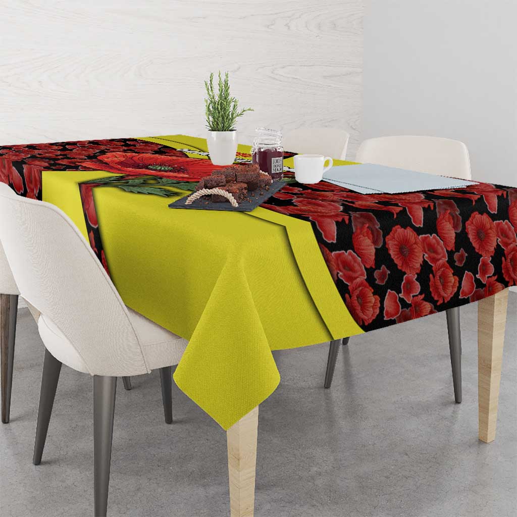 Macedonia Tablecloth with Red Poppy Flower and Curved Panel Design - Wonder Print Shop