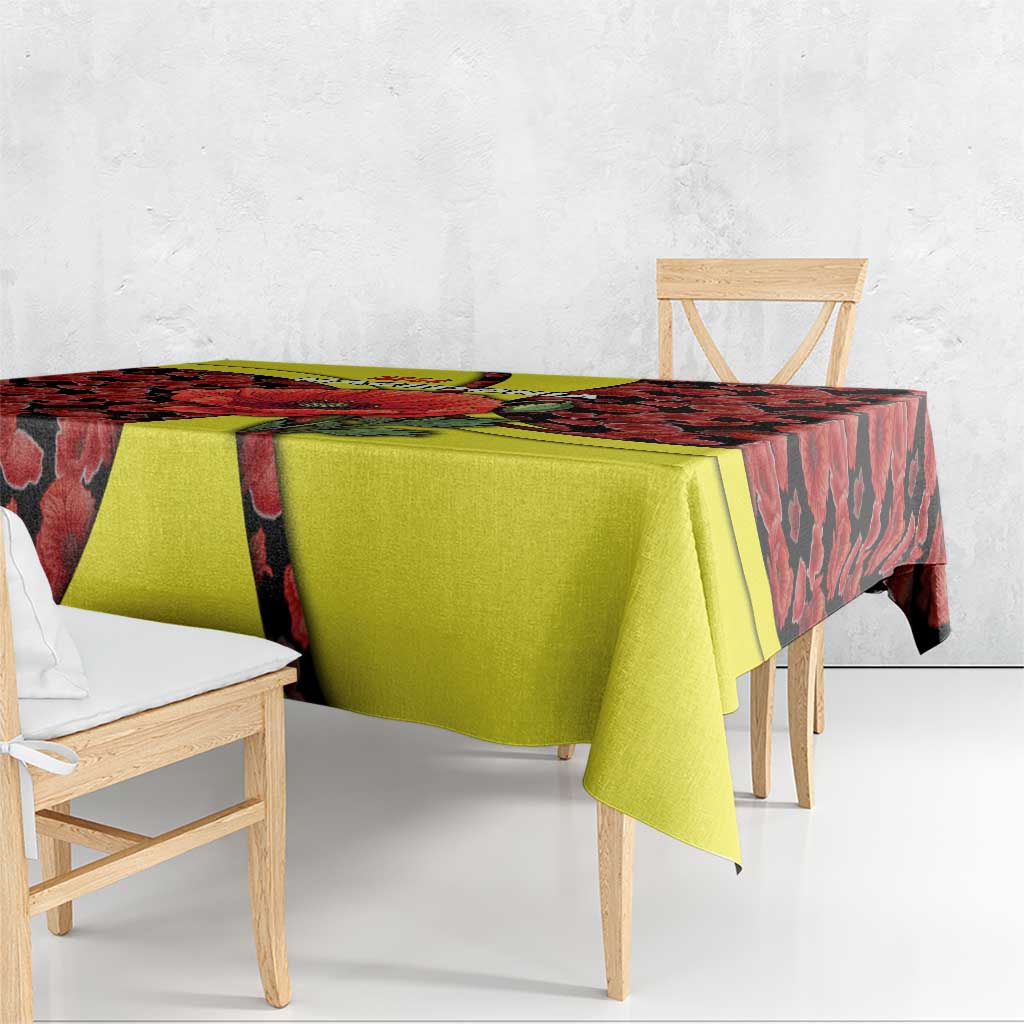 Macedonia Tablecloth with Red Poppy Flower and Curved Panel Design - Wonder Print Shop