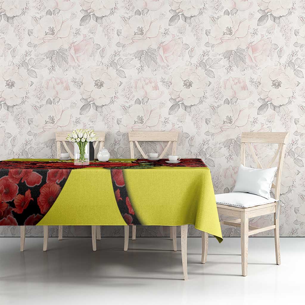 Macedonia Tablecloth with Red Poppy Flower and Curved Panel Design - Wonder Print Shop