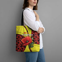 Macedonia Tote Bag with Red Poppy Flower and Curved Panel Design - Wonder Print Shop