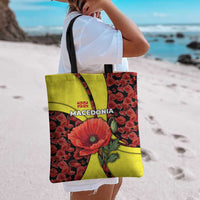 Macedonia Tote Bag with Red Poppy Flower and Curved Panel Design - Wonder Print Shop