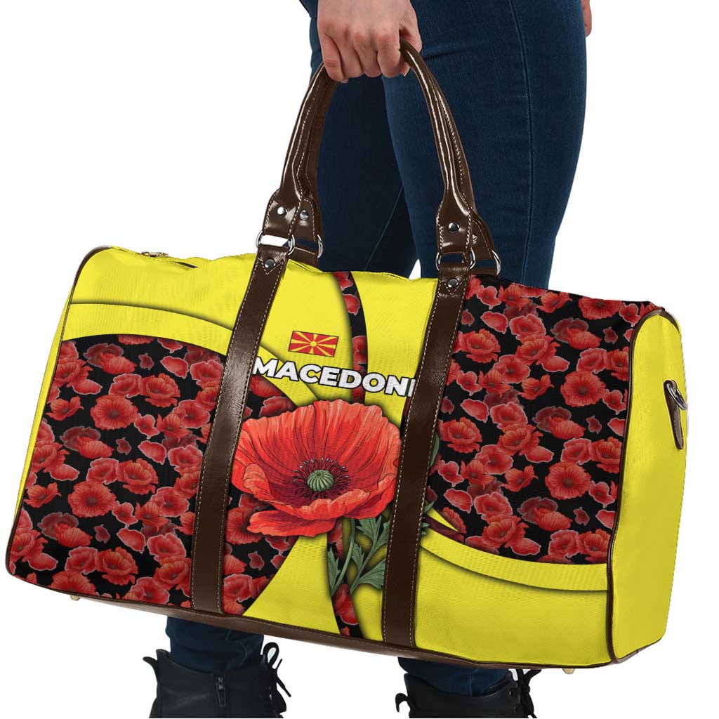 Macedonia Travel Bag with Red Poppy Flower and Curved Panel Design - Wonder Print Shop