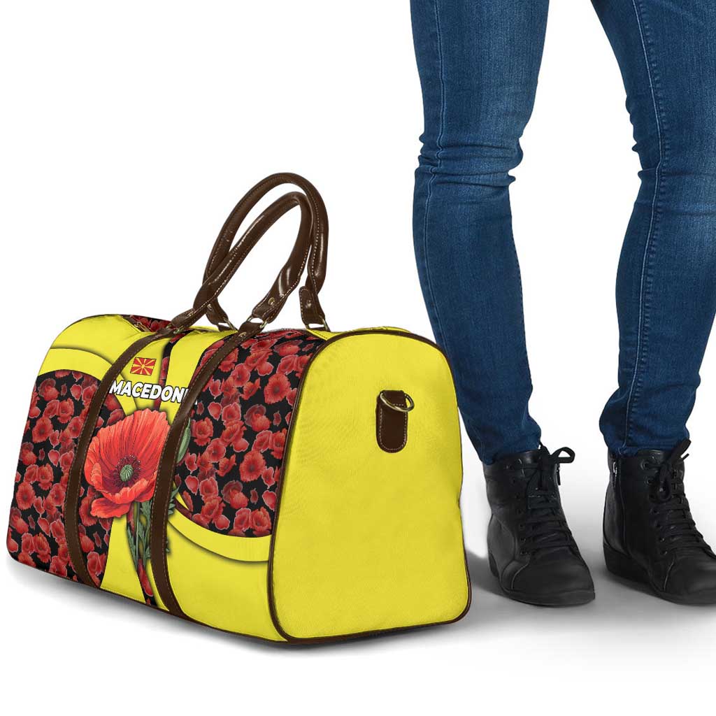 Macedonia Travel Bag with Red Poppy Flower and Curved Panel Design - Wonder Print Shop