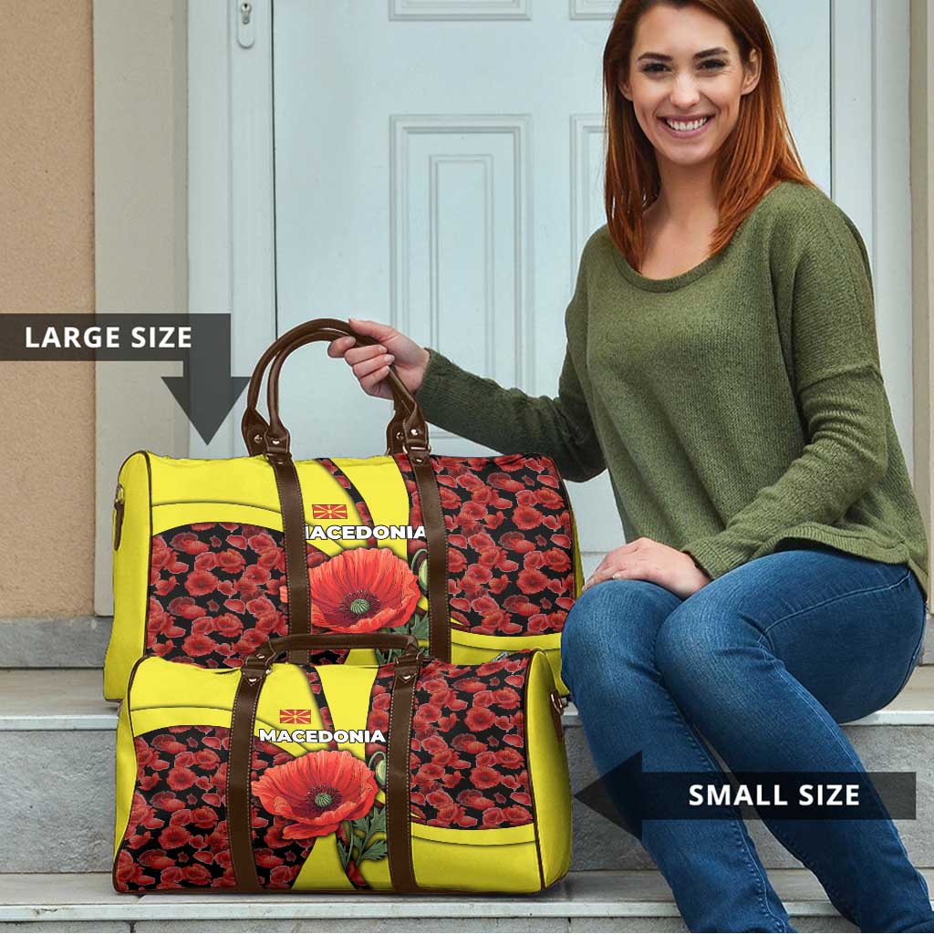 Macedonia Travel Bag with Red Poppy Flower and Curved Panel Design - Wonder Print Shop