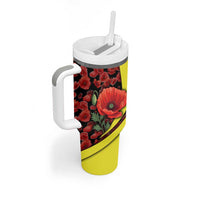 Macedonia Tumbler With Handle with Red Poppy Flower and Curved Panel Design - Wonder Print Shop