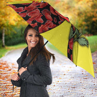 Macedonia Umbrella with Red Poppy Flower and Curved Panel Design - Wonder Print Shop