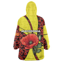 Macedonia Wearable Blanket Hoodie with Red Poppy Flower and Curved Panel Design - Wonder Print Shop