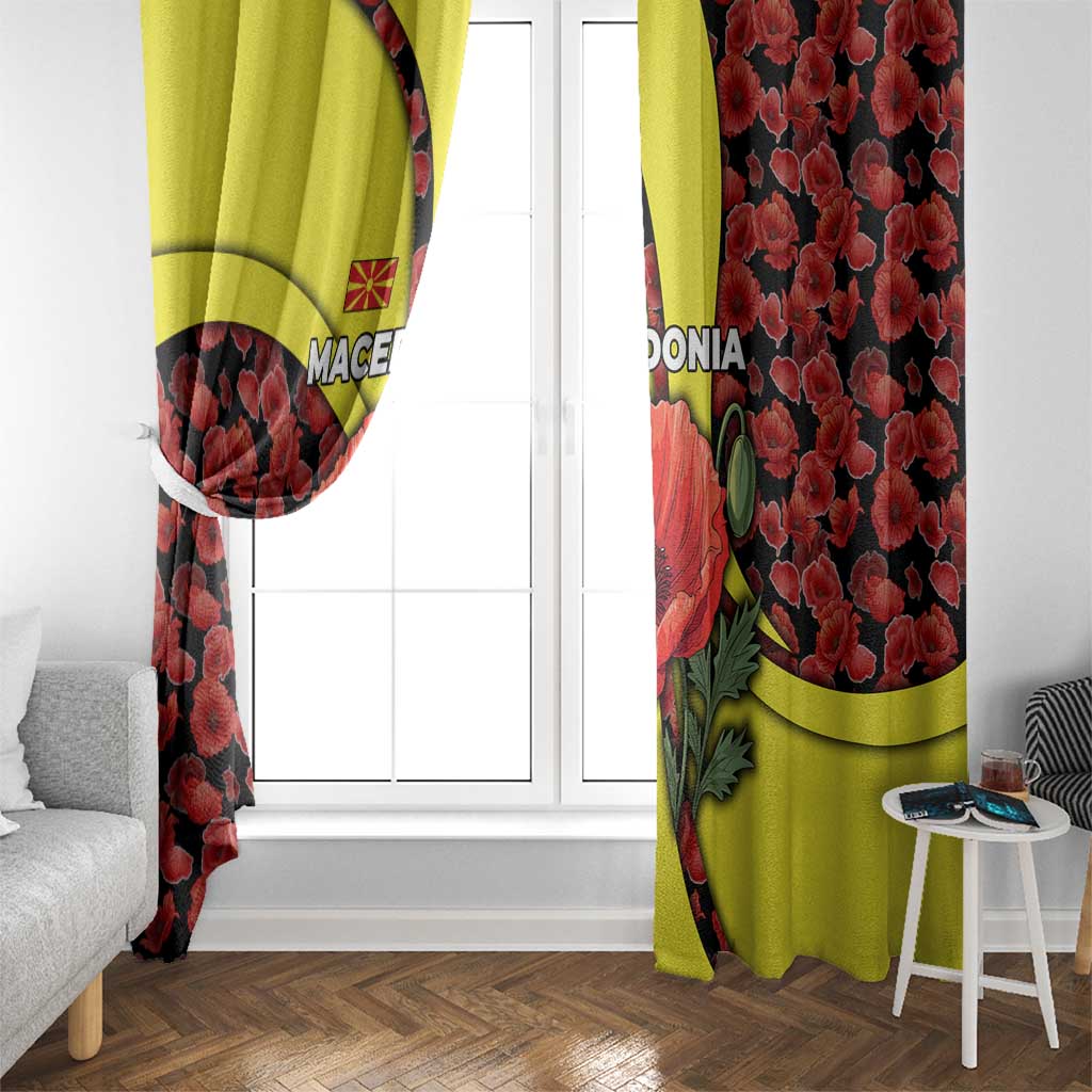 Macedonia Window Curtain with Red Poppy Flower and Curved Panel Design - Wonder Print Shop