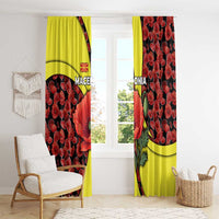 Macedonia Window Curtain with Red Poppy Flower and Curved Panel Design - Wonder Print Shop