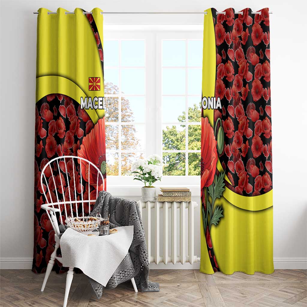Macedonia Window Curtain with Red Poppy Flower and Curved Panel Design - Wonder Print Shop