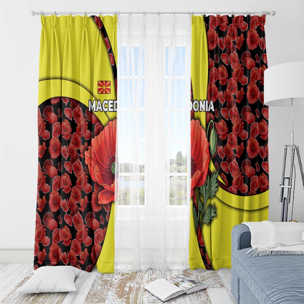 Macedonia Window Curtain with Red Poppy Flower and Curved Panel Design - Wonder Print Shop