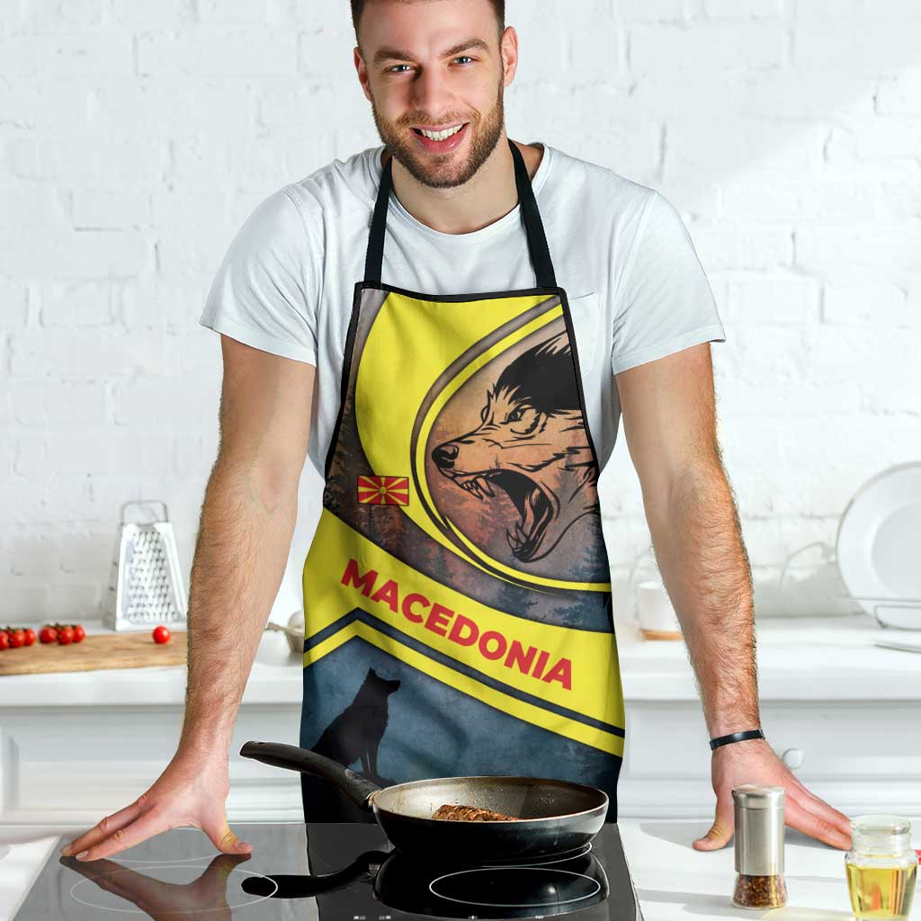 Macedonia Apron with Forest Wolf and Sunset Silhouette Design - Wonder Print Shop