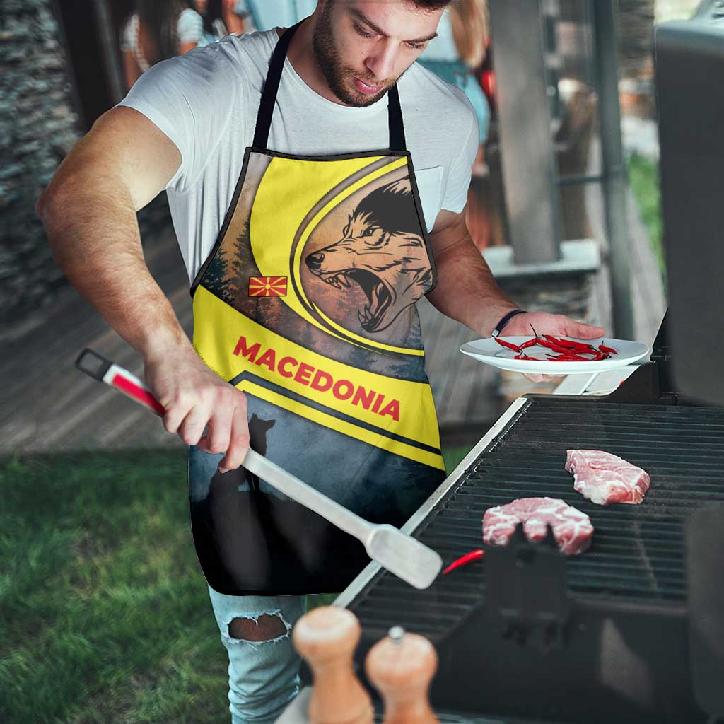 Macedonia Apron with Forest Wolf and Sunset Silhouette Design - Wonder Print Shop