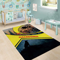 Macedonia Area Rug with Forest Wolf and Sunset Silhouette Design - Wonder Print Shop