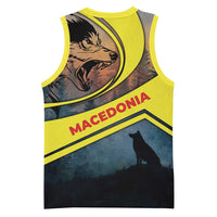 Macedonia Basketball Jersey with Forest Wolf and Sunset Silhouette Design - Wonder Print Shop