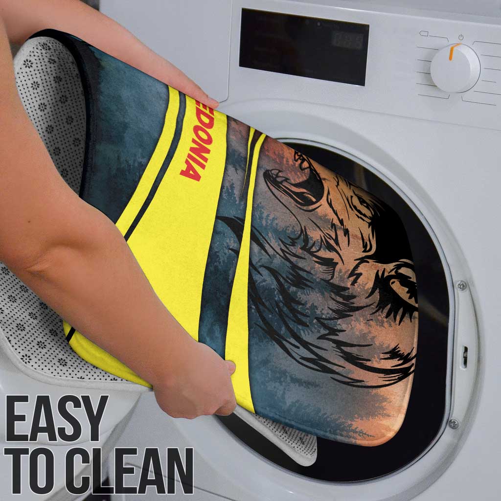 Macedonia Bathroom Set with Forest Wolf and Sunset Silhouette Design - Wonder Print Shop