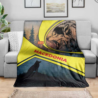 Macedonia Blanket with Forest Wolf and Sunset Silhouette Design - Wonder Print Shop