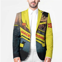 Macedonia Blazer with Forest Wolf and Sunset Silhouette Design - Wonder Print Shop