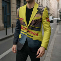 Macedonia Blazer with Forest Wolf and Sunset Silhouette Design - Wonder Print Shop