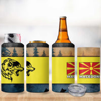 Macedonia 4 in 1 Can Cooler Tumbler with Forest Wolf and Sunset Silhouette Design - Wonder Print Shop