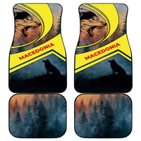 Macedonia Car Mats with Forest Wolf and Sunset Silhouette Design - Wonder Print Shop