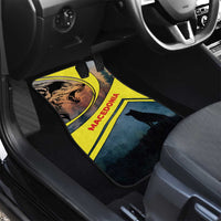 Macedonia Car Mats with Forest Wolf and Sunset Silhouette Design - Wonder Print Shop
