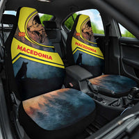 Macedonia Car Seat Cover with Forest Wolf and Sunset Silhouette Design - Wonder Print Shop