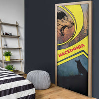 Macedonia Door Cover with Forest Wolf and Sunset Silhouette Design - Wonder Print Shop