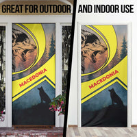Macedonia Door Cover with Forest Wolf and Sunset Silhouette Design - Wonder Print Shop