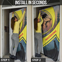 Macedonia Door Cover with Forest Wolf and Sunset Silhouette Design - Wonder Print Shop