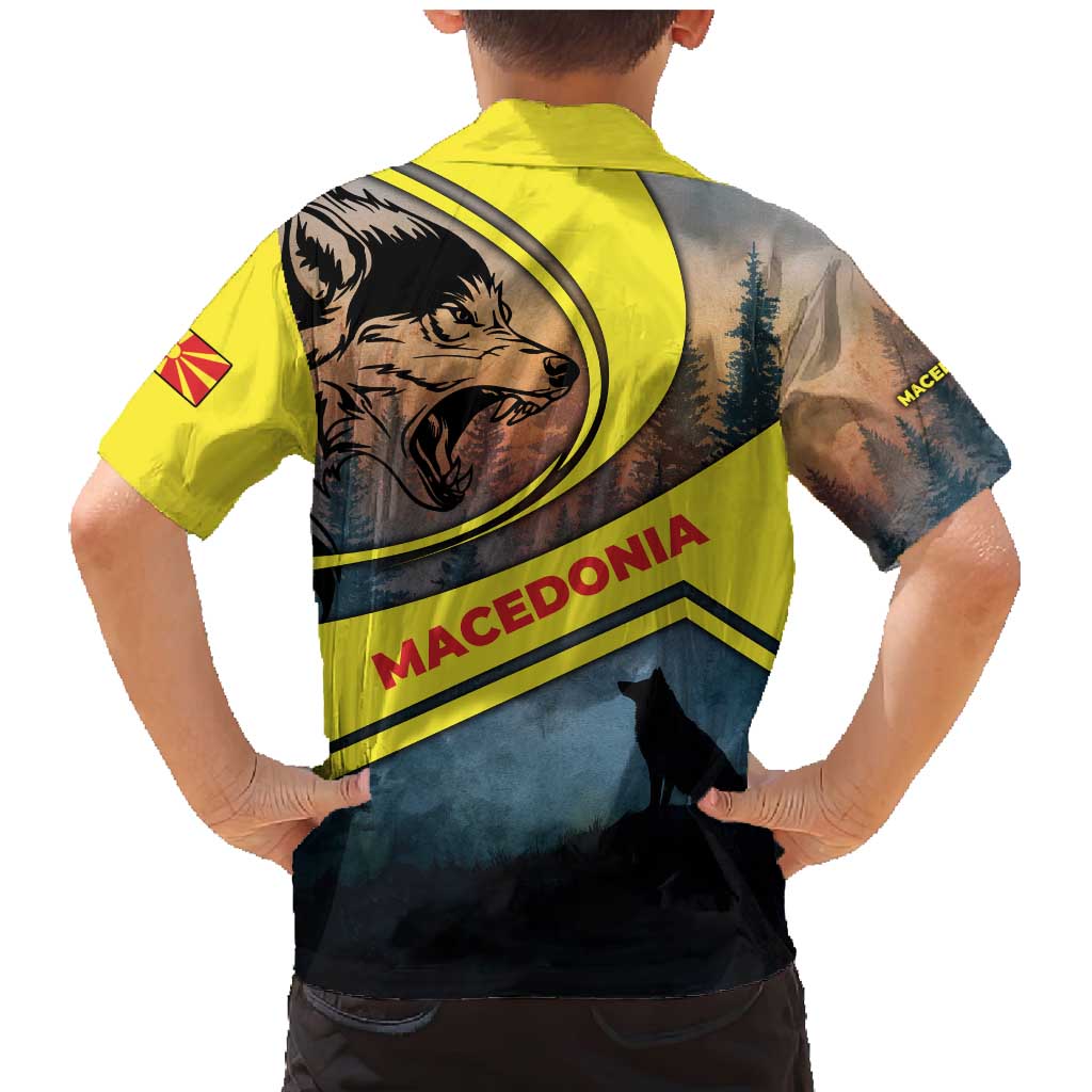 Macedonia Family Matching Mermaid Dress and Hawaiian Shirt with Forest Wolf and Sunset Silhouette Design - Wonder Print Shop