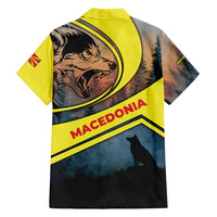 Macedonia Family Matching Off Shoulder Maxi Dress and Hawaiian Shirt with Forest Wolf and Sunset Silhouette Design - Wonder Print Shop