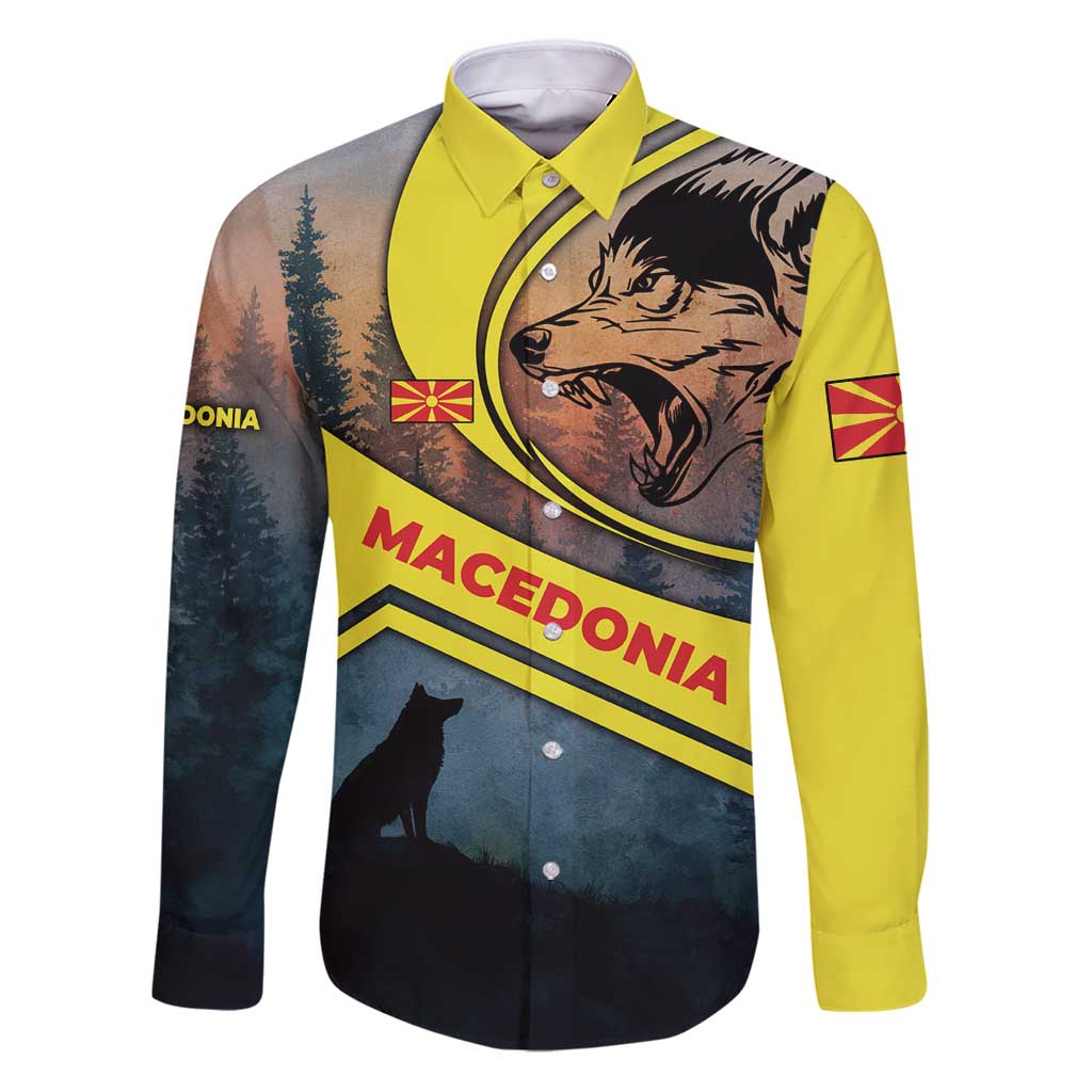 Macedonia Family Matching Puletasi and Hawaiian Shirt with Forest Wolf and Sunset Silhouette Design - Wonder Print Shop