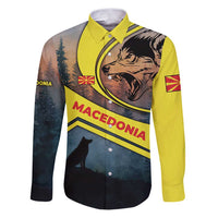 Macedonia Family Matching Puletasi and Hawaiian Shirt with Forest Wolf and Sunset Silhouette Design - Wonder Print Shop