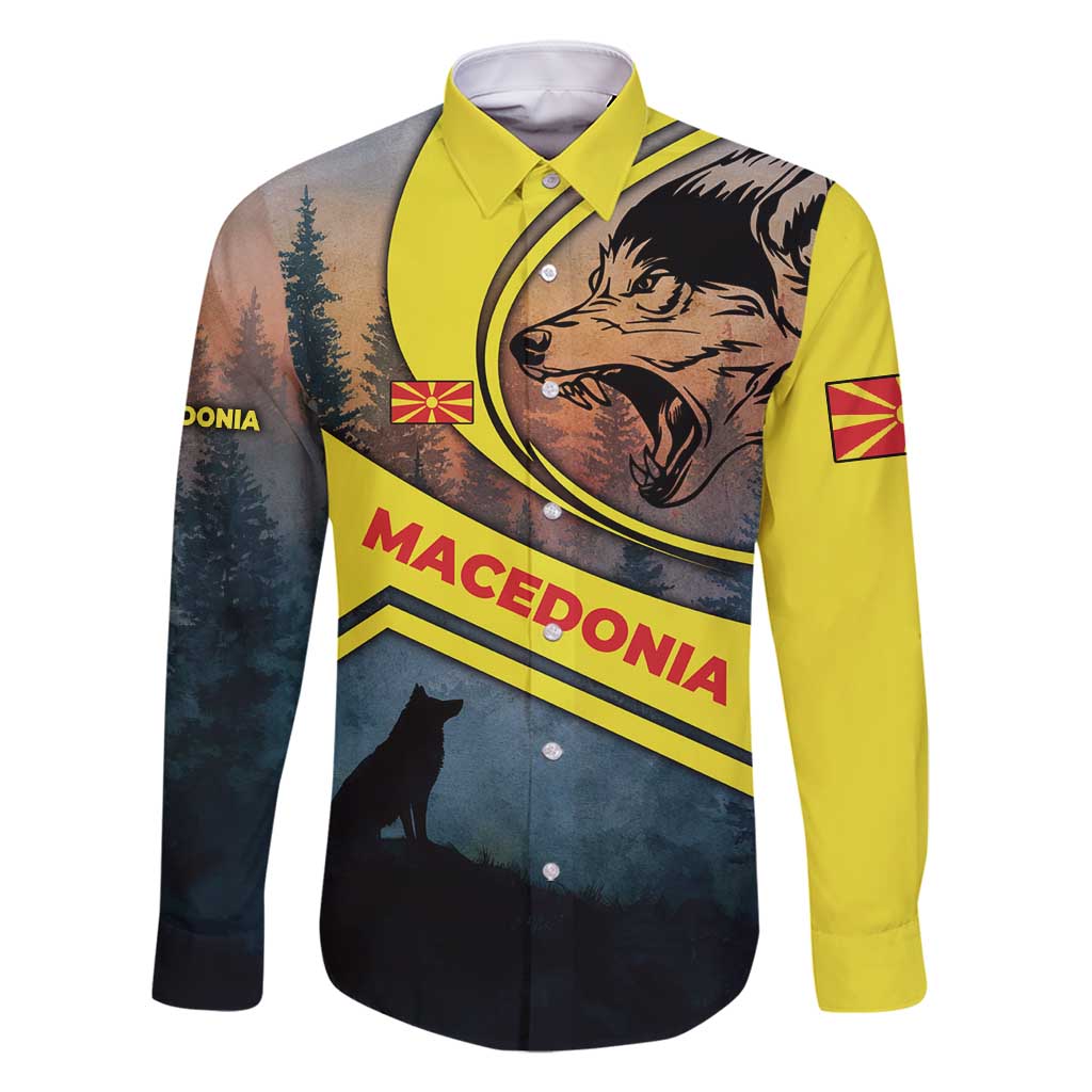 Macedonia Family Matching Summer Maxi Dress and Hawaiian Shirt with Forest Wolf and Sunset Silhouette Design - Wonder Print Shop