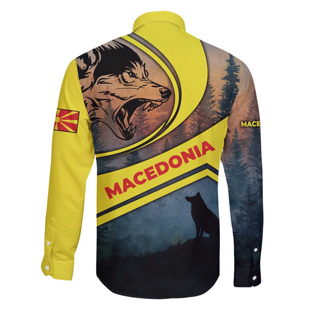 Macedonia Family Matching Tank Maxi Dress and Hawaiian Shirt with Forest Wolf and Sunset Silhouette Design - Wonder Print Shop