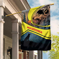Macedonia Garden Flag with Forest Wolf and Sunset Silhouette Design - Wonder Print Shop