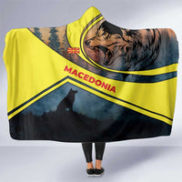 Macedonia Hooded Blanket with Forest Wolf and Sunset Silhouette Design - Wonder Print Shop