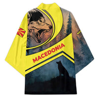 Macedonia Kimono with Forest Wolf and Sunset Silhouette Design - Wonder Print Shop