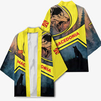 Macedonia Kimono with Forest Wolf and Sunset Silhouette Design - Wonder Print Shop