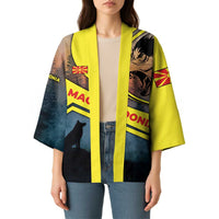 Macedonia Kimono with Forest Wolf and Sunset Silhouette Design - Wonder Print Shop