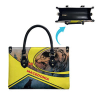 Macedonia Leather Bag with Forest Wolf and Sunset Silhouette Design - Wonder Print Shop