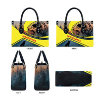 Macedonia Leather Bag with Forest Wolf and Sunset Silhouette Design - Wonder Print Shop