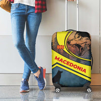 Macedonia Luggage Cover with Forest Wolf and Sunset Silhouette Design - Wonder Print Shop