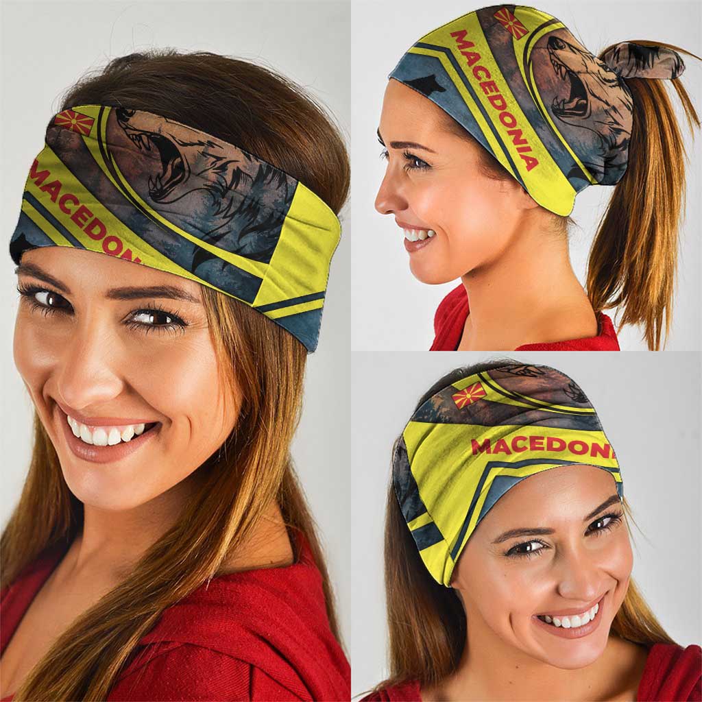 Macedonia Neck Gaiter with Forest Wolf and Sunset Silhouette Design TS04