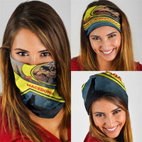 Macedonia Neck Gaiter with Forest Wolf and Sunset Silhouette Design TS04
