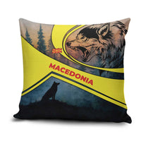 Macedonia Pillow Cover with Forest Wolf and Sunset Silhouette Design - Wonder Print Shop
