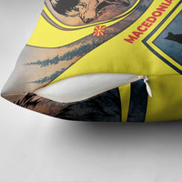 Macedonia Pillow Cover with Forest Wolf and Sunset Silhouette Design - Wonder Print Shop