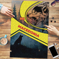 Macedonia Puzzle with Forest Wolf and Sunset Silhouette Design - Wonder Print Shop