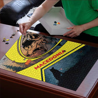 Macedonia Puzzle with Forest Wolf and Sunset Silhouette Design - Wonder Print Shop